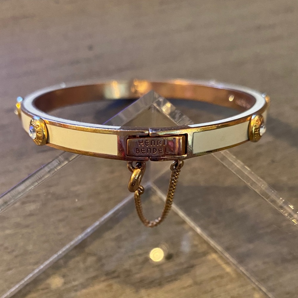 Henri Bendel Rose Gold and White Bangle Bracelet